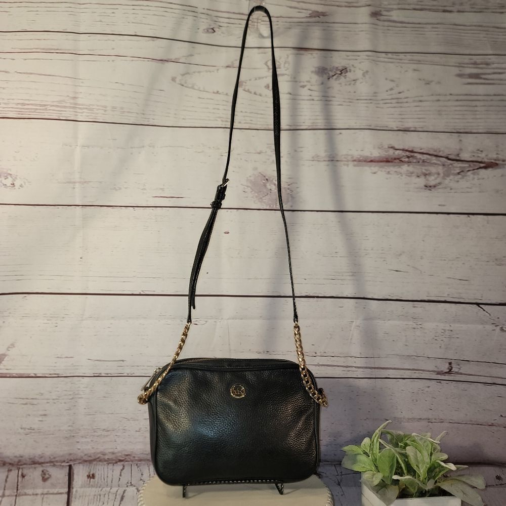 Michael Kors Fulton Large East West Crossbody Bag - Black Pebbled Leather - Picture 8 of 14